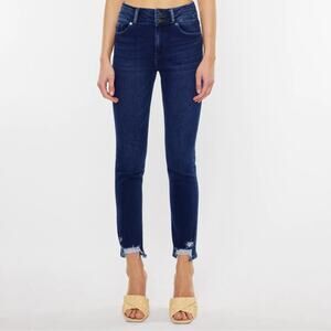 KANCAN HIgh Waisted Distressed Skinny Ankle Jeans Double Button Juniors Size 15